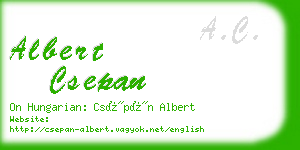 albert csepan business card